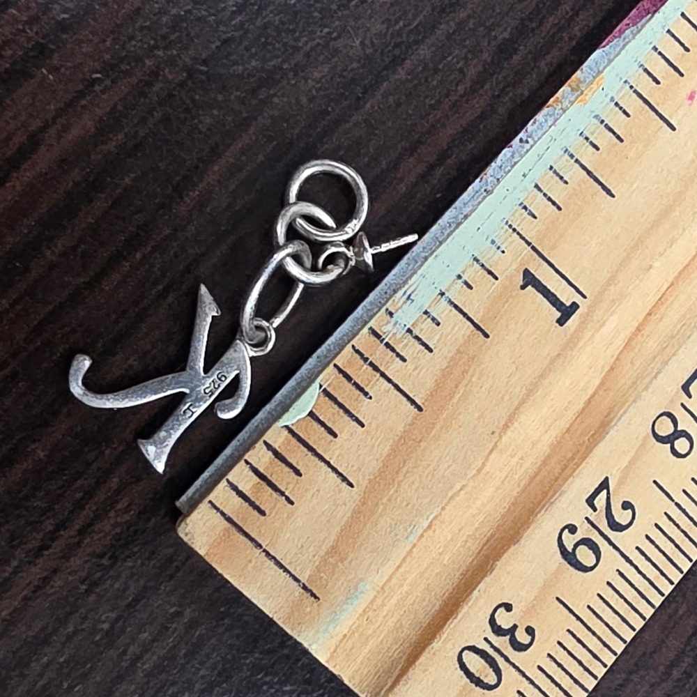 Sterling Silver Script Initial K Pendant Charm 925 Letter K Hallmark 0.72g - Picture 4 of 16